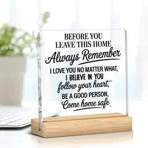 Entry Table Decor Home Farmhouse Desk Decor Acrylic Plaque Sign Family Desk Accessories Decorations 4x4 Inch