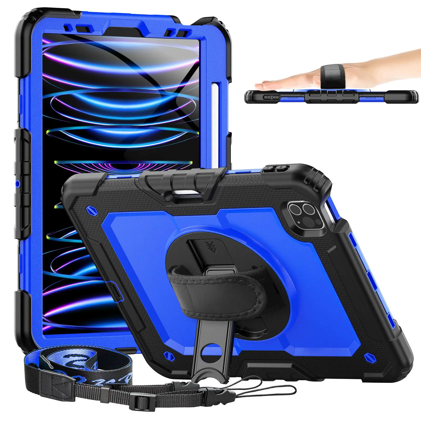 Suitable for Samsung Tab A11 PLUS 11inch(SM-X230/X235/X236)(2025)/A11 8.7Inch(X133/X135)/A9Plus 11Inch (2023) X210/X216/X218/Tab A9 8.7  Shockproof protective case with screen protector and pen clip+rotating bracket+handle