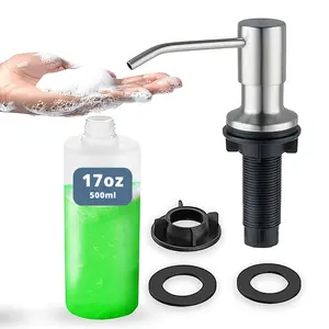 SBEN Built-in Kitchen Sink Soap Dispenser – 17 oz Refillable PET Bottle, Durable ABS Head, Countertop Hand Soap and Lotion Dispenser, Easy Installation, Rust-Resistant