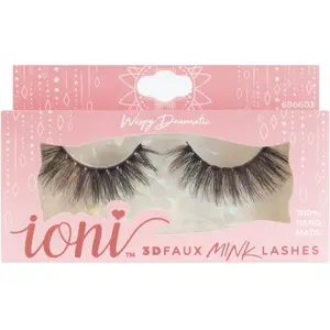 Ioni 3D Faux Mink Eyelashes - 1 Pair Handmade Eyelashes with 100% Renewable Material, Lightweight & Fluttery Design for Dramatic Look - Makeup