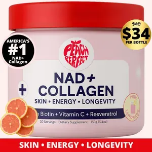 Peach Perfect NAD + Collagen - For Skin, Energy, Longevity - Biotin, Vitamin C, Resveratrol, NAD, Collagen