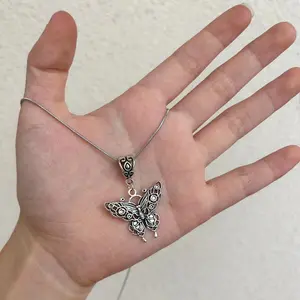 New y2k retro butterfly pendant titanium steel necklace female millennial hot girl subculture non-fading necklace