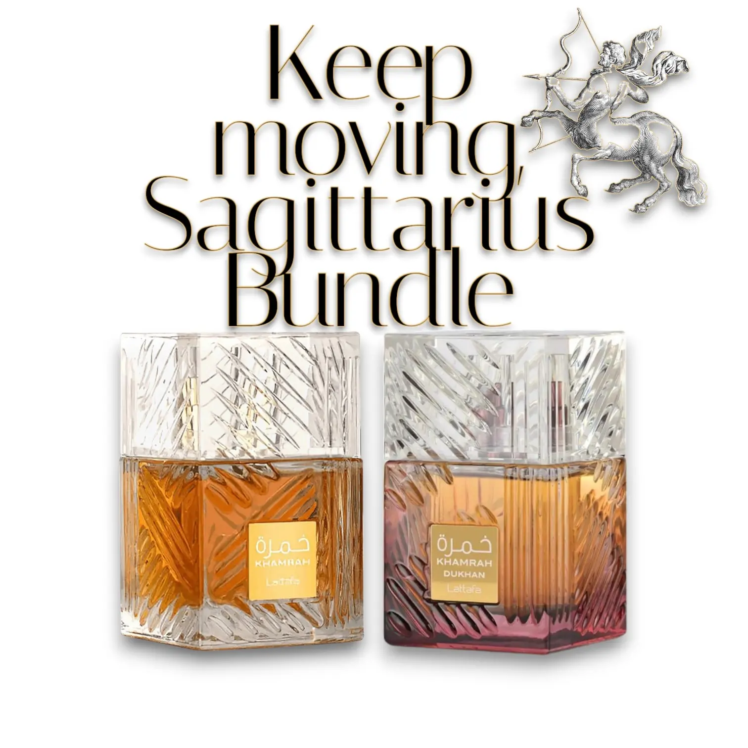 Lattafa Sagittarius Zodiac Multi-Pack Bundle - Khamrah + Khamrah Dukhan Alcohol-Base Scented Fragrance, Men's 100 ML-3.4 oz Eau De Parfum with Sweet-Citrus & Sweet-Musky Notes, Gifts for Adults