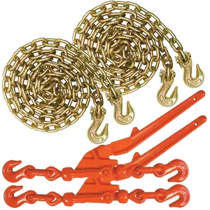 VULCAN Chain and Load Binder Kit - Grade 70 - 5/16 Inch x 10 Foot - 4,700 Pound Safe Working Load Heavy Duty