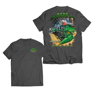 Bare Necessities Farming T-Shirt, Tractor & Combine Harvester Field Graphic, RioRideTees Country Life Graphic Shirt for Farmers & Agriculture Workers, Gift for Farm Families & Proud Americans