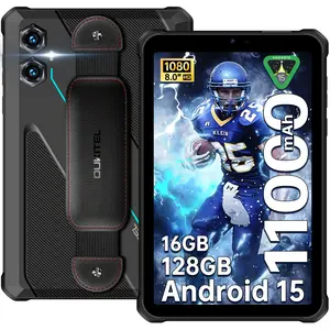 OUKITEL RT3 Plus Rugged Android 15 Tablet, 8 Inch HD Display Waterproof Tablets, 1100mAh Battery, 16GB+128GB (1TB Extra) Industrial Tablet PC,16MP+8MP, 100dB Speaker,Face ID/MediaTek G81/GPS/NFC