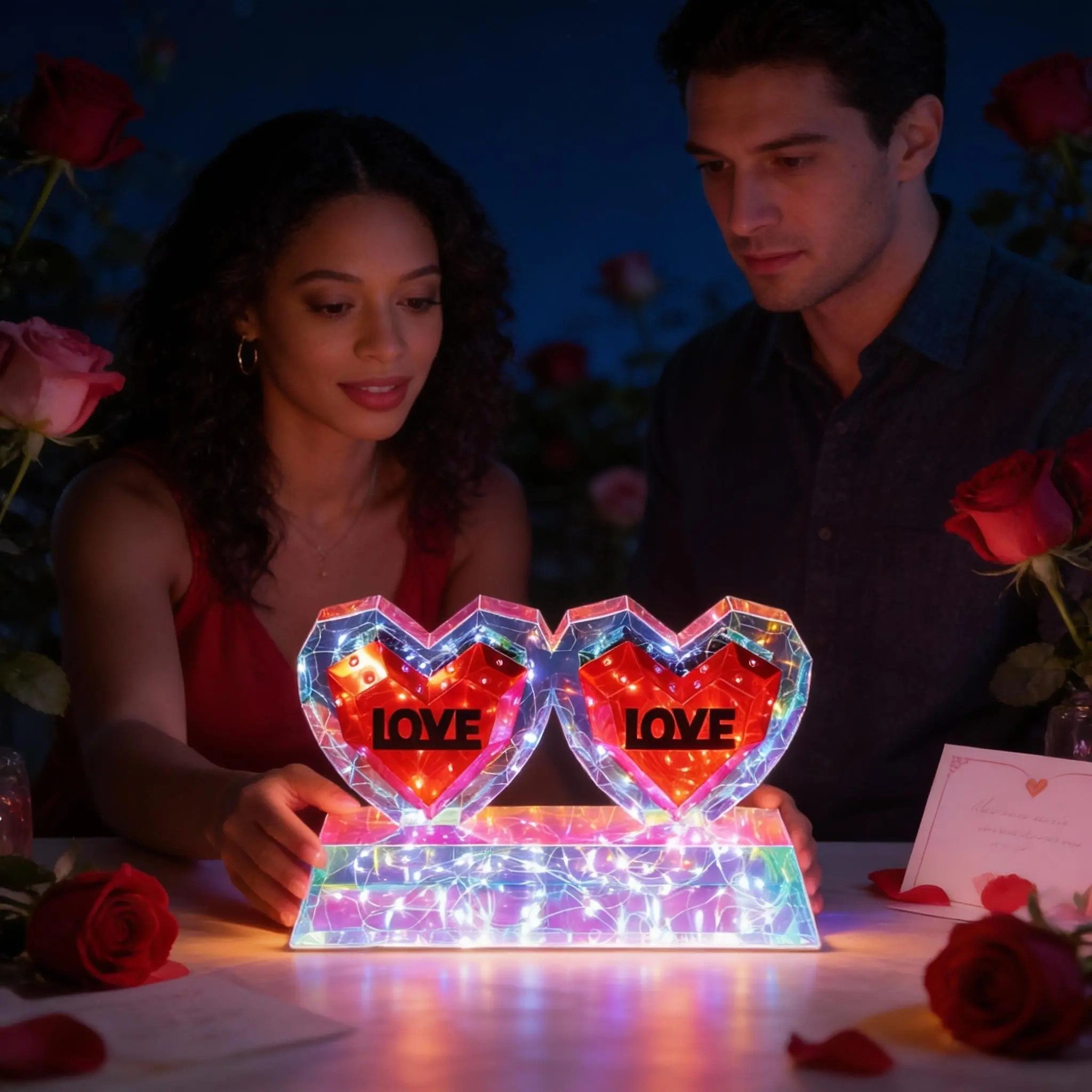 LED Romantic Glow Heart Ornament - USB-Powered Decorative Light with 8 Flashing Modes, Ideal Gift for Valentine's Day, Anniversaries