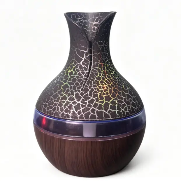 300ml Crackle Vase 2-in-1 Diffuser Humidifier, 7 Color LED Night Light, Remote 35dB Quiet USB Mist Maker for Bedroom Nursery Office, Perfect Holiday Gift