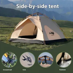 PAKICETUS  Gold Outdoor Shelter Automatic Pop-Up Tent Sunshade Portable Camping Tent for Travel Beach Fishing 2-3/3-4 Person Waterproof Sun & Rain Protection outdoorfun Glamping Tent