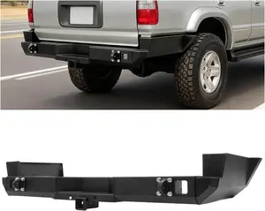 Rear Bumper Assembly Compatible with 1996-2002 Toyota 4Runner 3rd Gen Limited Trim 3 Pcs Set Back Bumper Powder Coated Black Steel