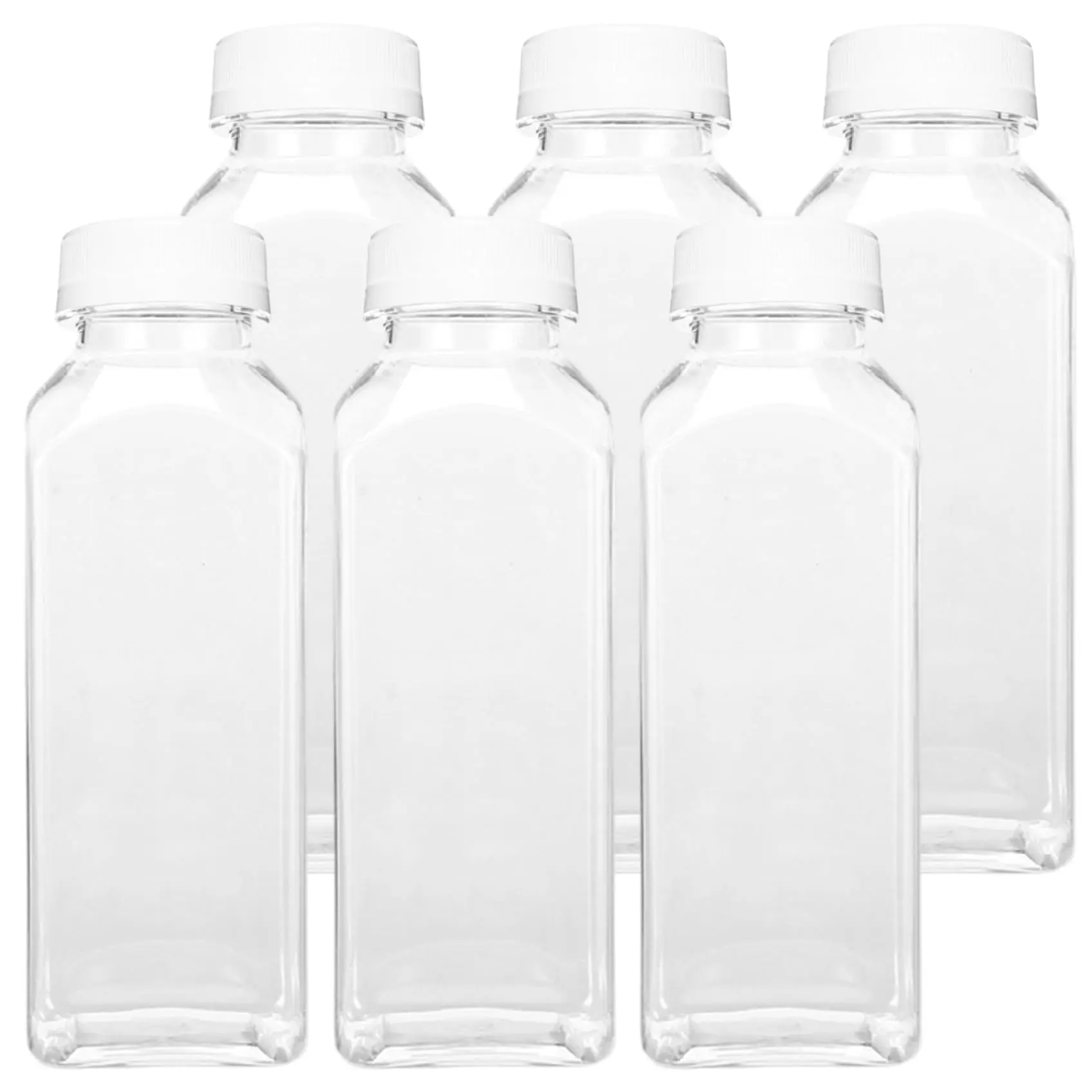 6 Pieces 12oz Plastic Juice Bottles, Reusable Juice Containers with White Tamper Proof Lids, Clear Juice Containers for Juicing, Smoothie and Homemade Beverages