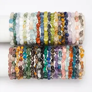 Semi-precious Gemstone Pebble Nugget Bracelet - Perfect for Men, Women, Couples, and Friends | Ideal for Daily Wear, Meditation, Gift for her