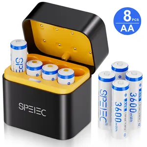 SPELEC 3600mWh Compatible with Lithium AA Rechargeable Batteries Fast Charger, 8-Pack 1.5V Constant Output, High-Capacity Long-Lasting Performance Double A Battery Pack
