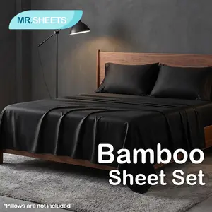 [Memorial Day Sale]NTBAY Cooling Bamboo Sheet Set for Hot Sleepers, Silky Soft Bed Sheets for Hair and Skin, Temperature Regulating & Breathable Luxury Bedding