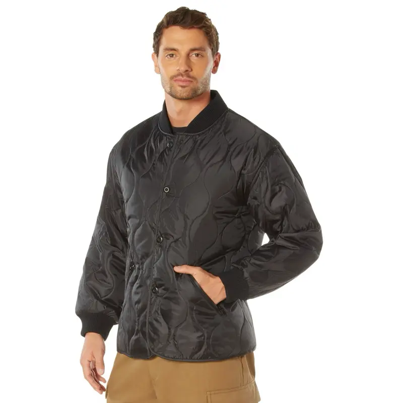 Rothco Men's Quilted Woobie Jacket - Menswear Casual Longsleeves Tops, Ribbed Plain Flag Polyester Classic Knit Shell Outerwear Clothes with Pockets