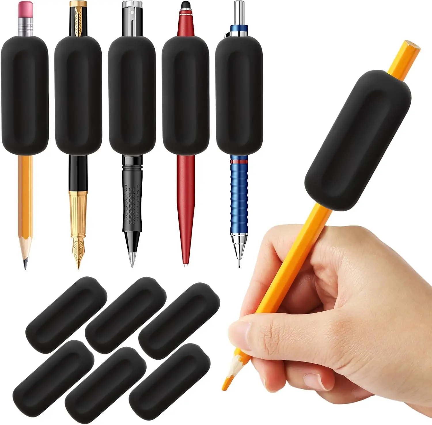 6 Pcs Silicone Weighted Pencil Grips for Kids Adults Handwriting Aid Improve Penmanship with Autism ADHD Dyspraxia Fine Motor Skills Writing Posture Correction Tools for Classroom