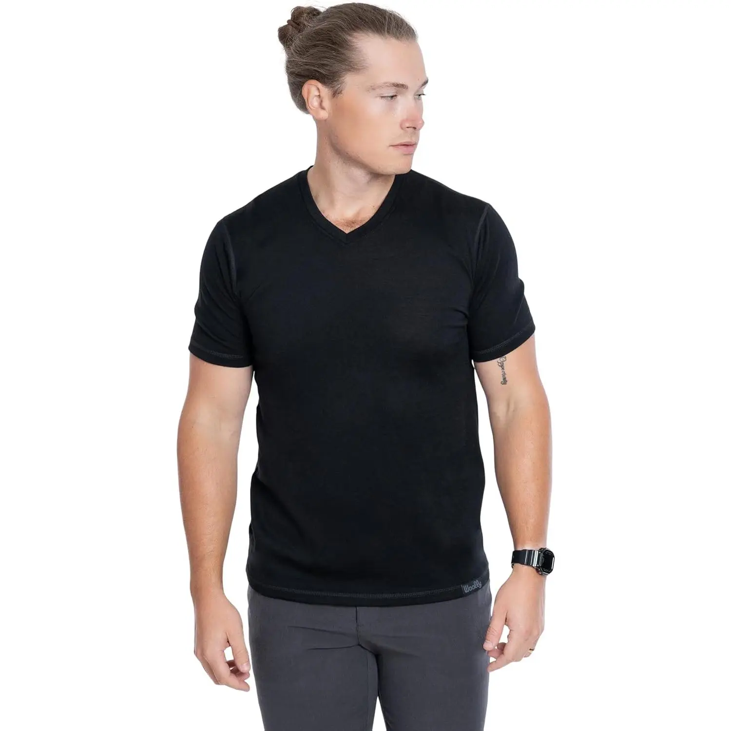Men's 100% Merino Wool T-Shirt, RWS Certified Short Sleeve Crew Neck - Wrinkle & Odor Resistant Menswear for All Day Wear, Breathable, Fabric, Tshirt, Black, Salmon, All Seasons, Odor-Free, Shortsleeve, Casual