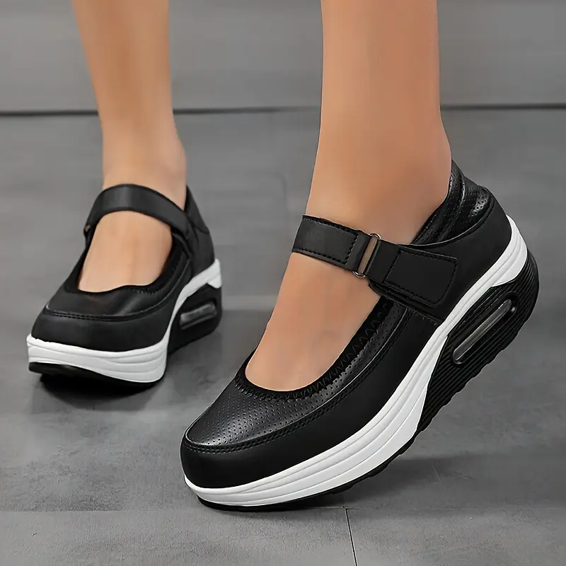 Women's Basic Synthetic PU Leather & Fabric Nurse Shoes, Slip-On Low Top Medical Work Clogs with Casual Soft Sole, Cushioned Breathable Air Cushion, Slip Resistant for All Seasons