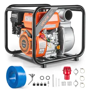 【fathersdaygift】VEVOR Gas Powered Water Pump, 3 in, 242 GPM 7HP Semi Trash Water Transfer Pump Portable, Gasoline Engine with 25 ft Discharge Hose, Heavy Duty Frame, Cast Iron Impeller, for Irrigation, Ponds, Pools