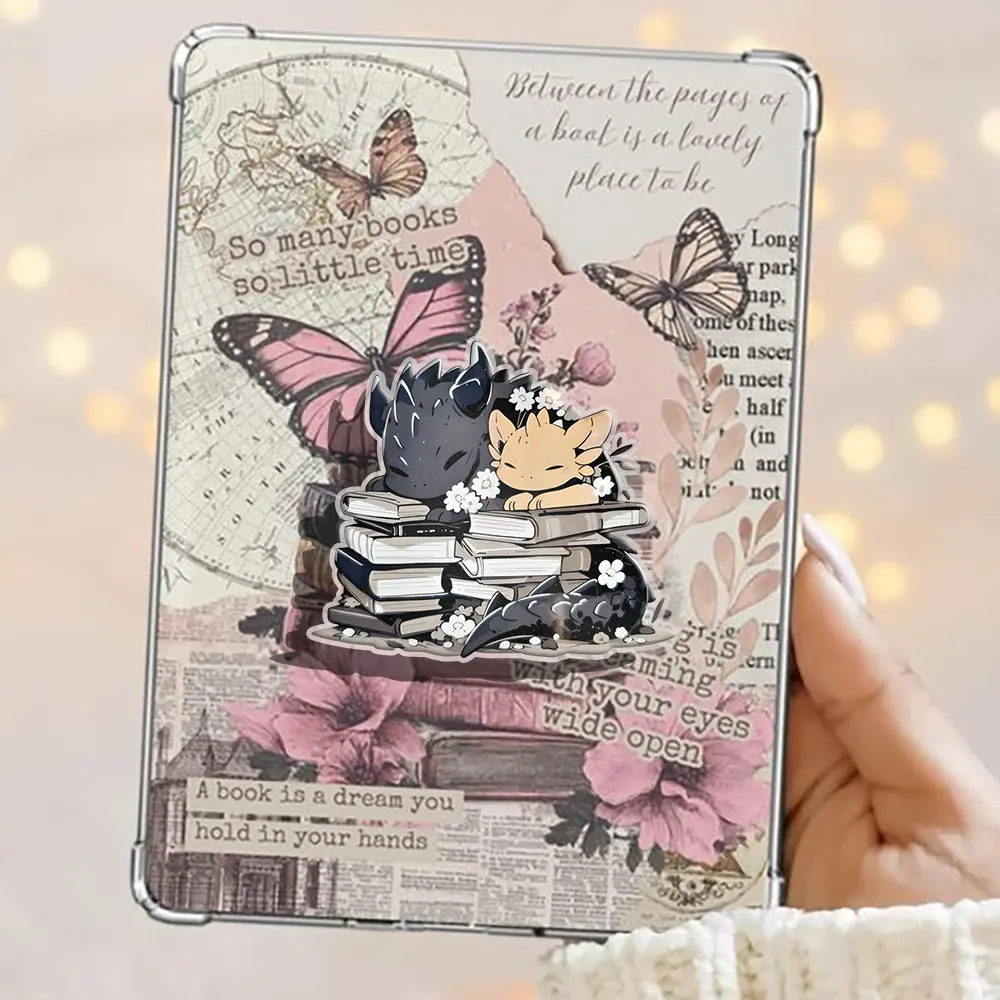 Cute Tairn And Andarna With Books Fourth Wing Dragons Fantasy Romance Dragon Magnetic Kindle Grip Book Lover Cute Bookish Kindle Accessories Phone Holder PopSocket Phone Grip Magnetic Pop Socket Phone Grip