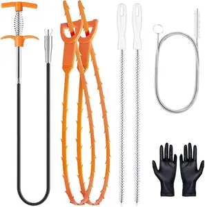 61 Inch Drain Snake Hair Drain Clog Remover Tool Set, Flexible Sink Snake Drain Cleaner Tool Set, Plumbing Snake for Toilet Sewer Shower Kitchen Bath