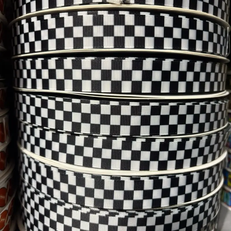 6/8" Checkered Print Grosgrain Ribbon - 100-Yard Roll - Crafts 