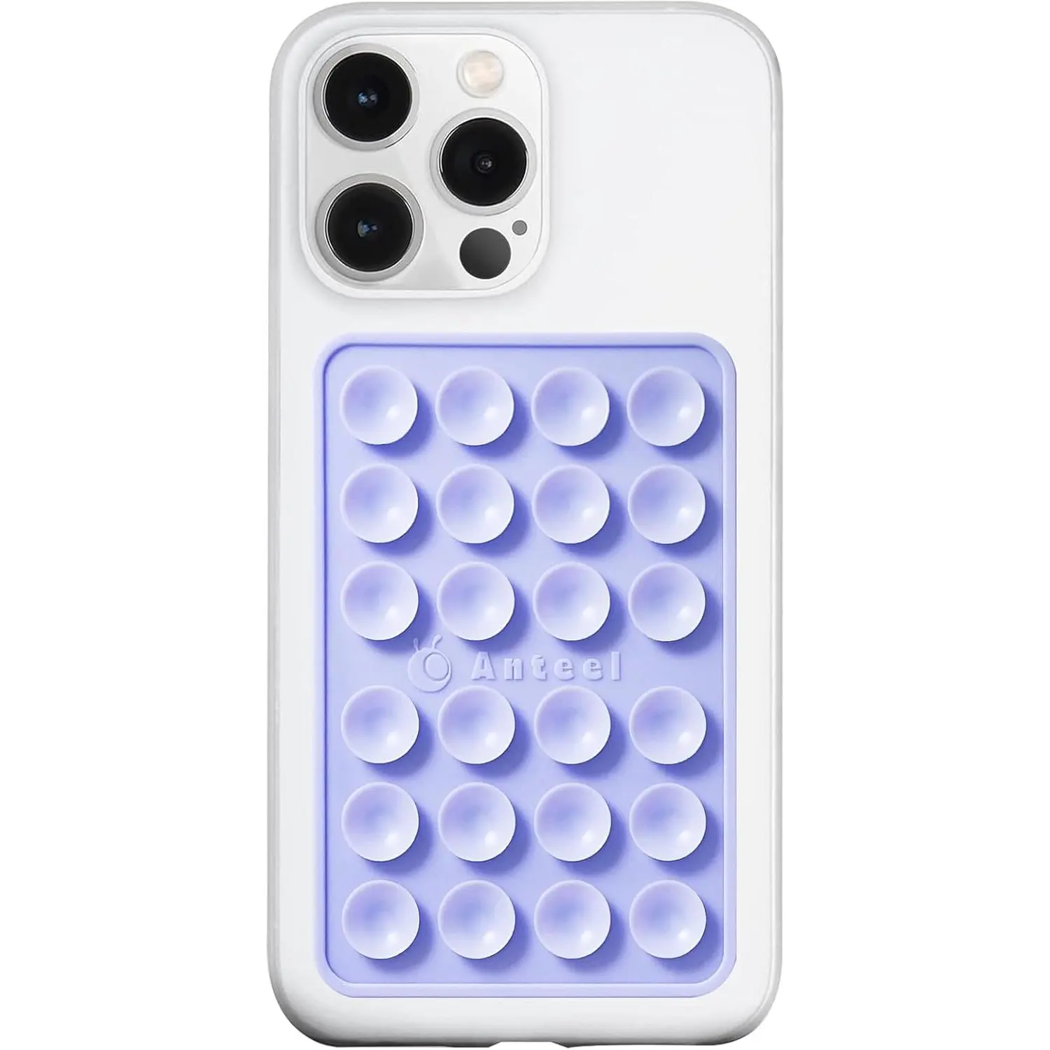 Anteel MAX  Suction Phone Case Adhesive Mount, Upgraded Super  Grip, Durable, Easy to Use, Hands-Free Sticky Phone Holder for Selfies,  Videos, 2.56"x3.94" (Lavender)