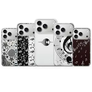 Clear Phone Case Music Notes Vinyl Cover for iPhone 17 Pro Max, 16e, 15, 14, 13 & Samsung S26 Ultra, S25 FE, A57, A56