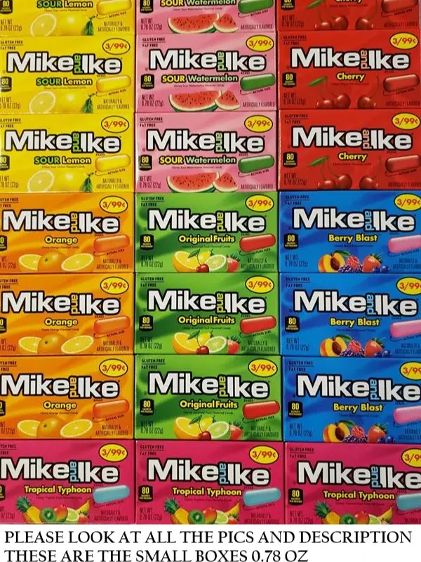 Mike and Ike variety pack 21 pack 7 flavors each box is 0.78 oz total weight approximately 17 oz