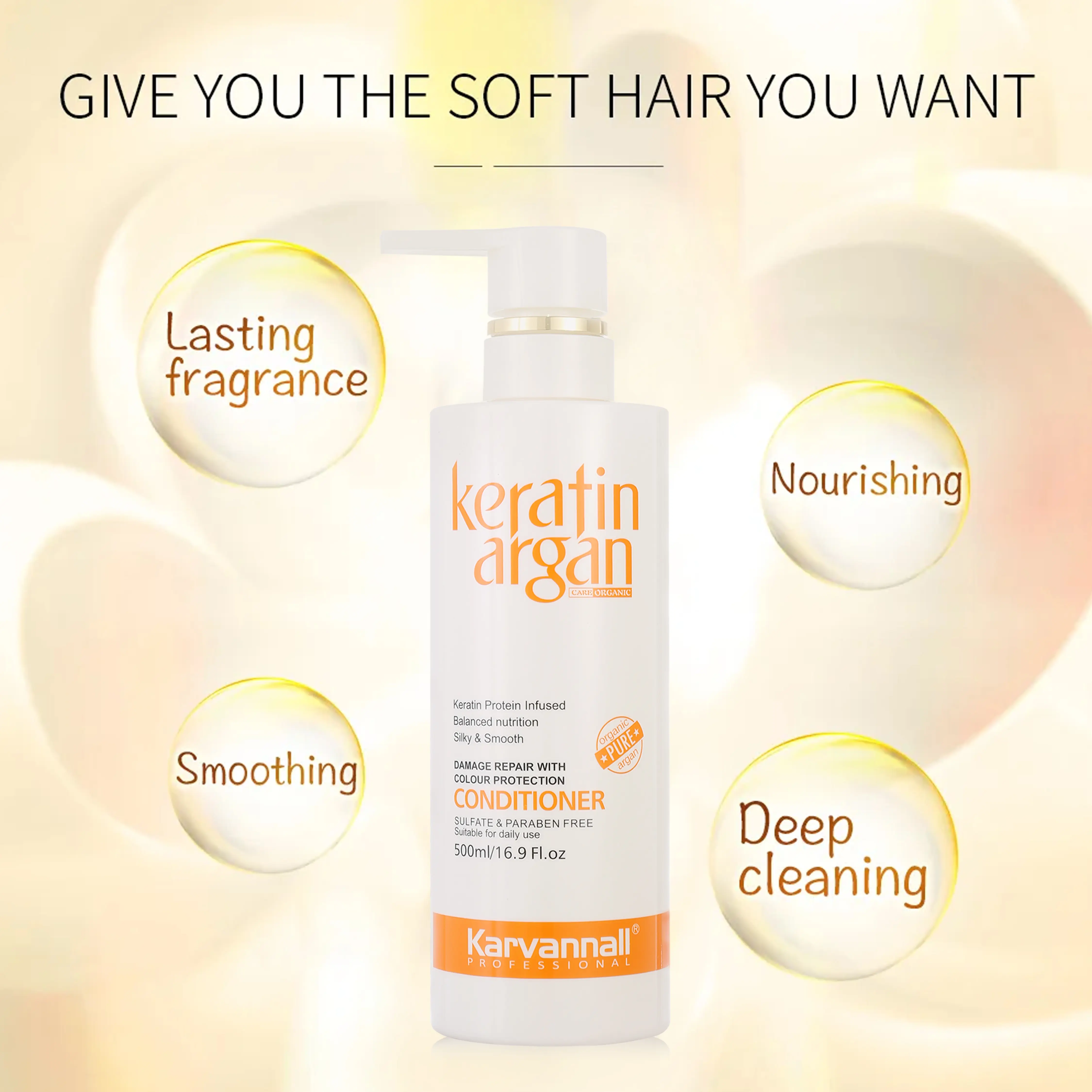 Karvannall Professional  & Argan Oil Haircare Conditioner (16.9 fl oz, Limited Edition) - Collagen-Infused Anti-Hairfall, Hydrating Damage  Moisturizer for  Damaged Wavy Fine Hair, UV Protection for Adults  1