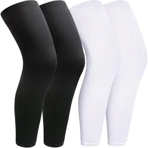 2 Pairs Leg Sleeves,Full Leg Compression Sleeve for Men Women,Long Knee Sleeve with Anti-slip Silicone Strips