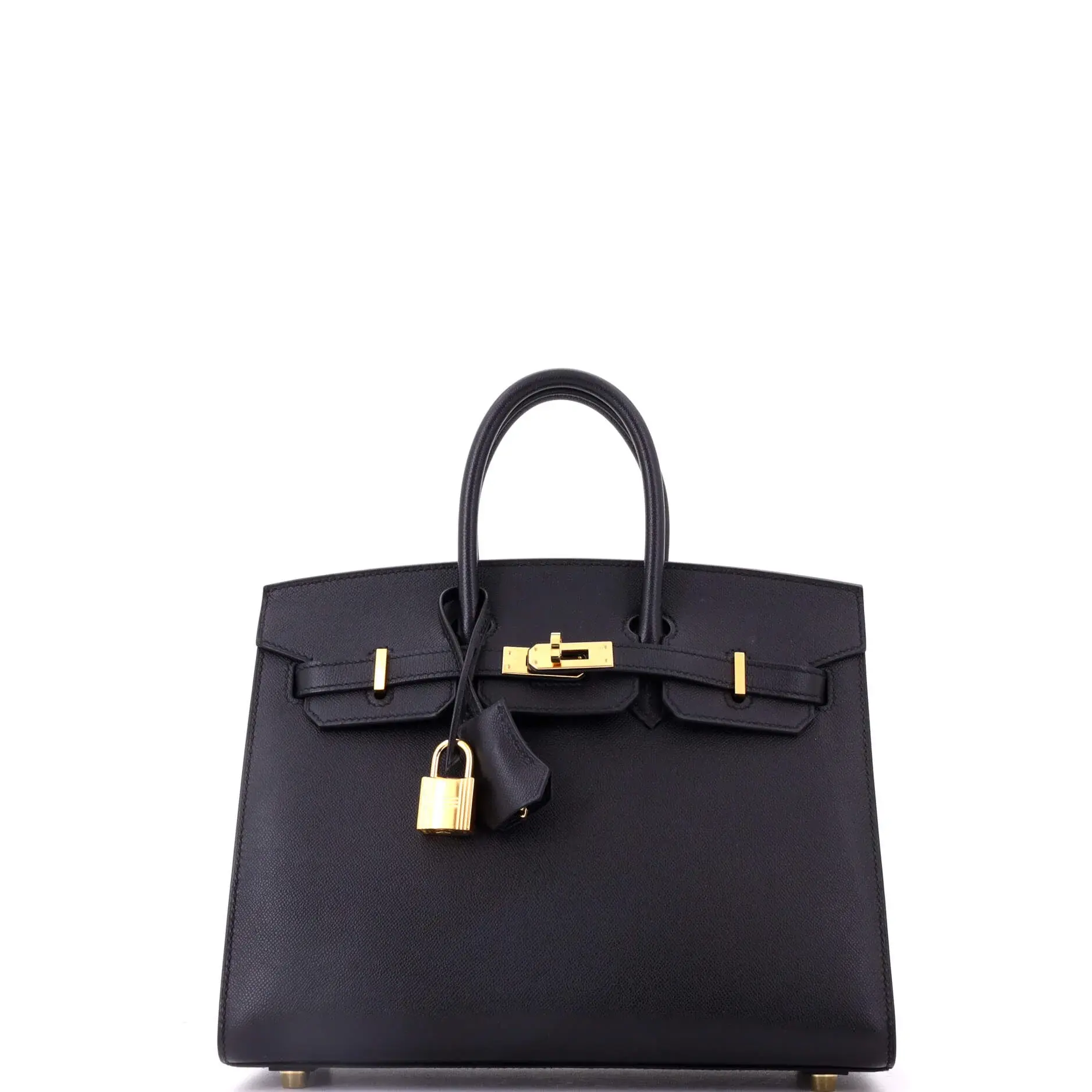 Pre-owned HERMÈS Leather Tote Bags REBAG Hermes Birkin Sellier Bag Noir Madame with Gold Hardware 25 by Rebag