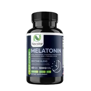 Necstar Sleep Melatonin 10mg, Sleep Support Dietary Supplement, Relax and Sleep Aid, 60 Vegan Capsules Healthcare