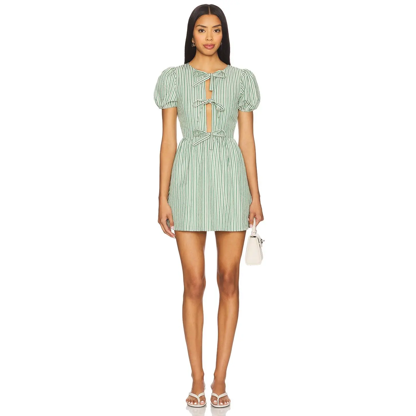 MORE TO COME Heather Mini Dress in Green Stripe