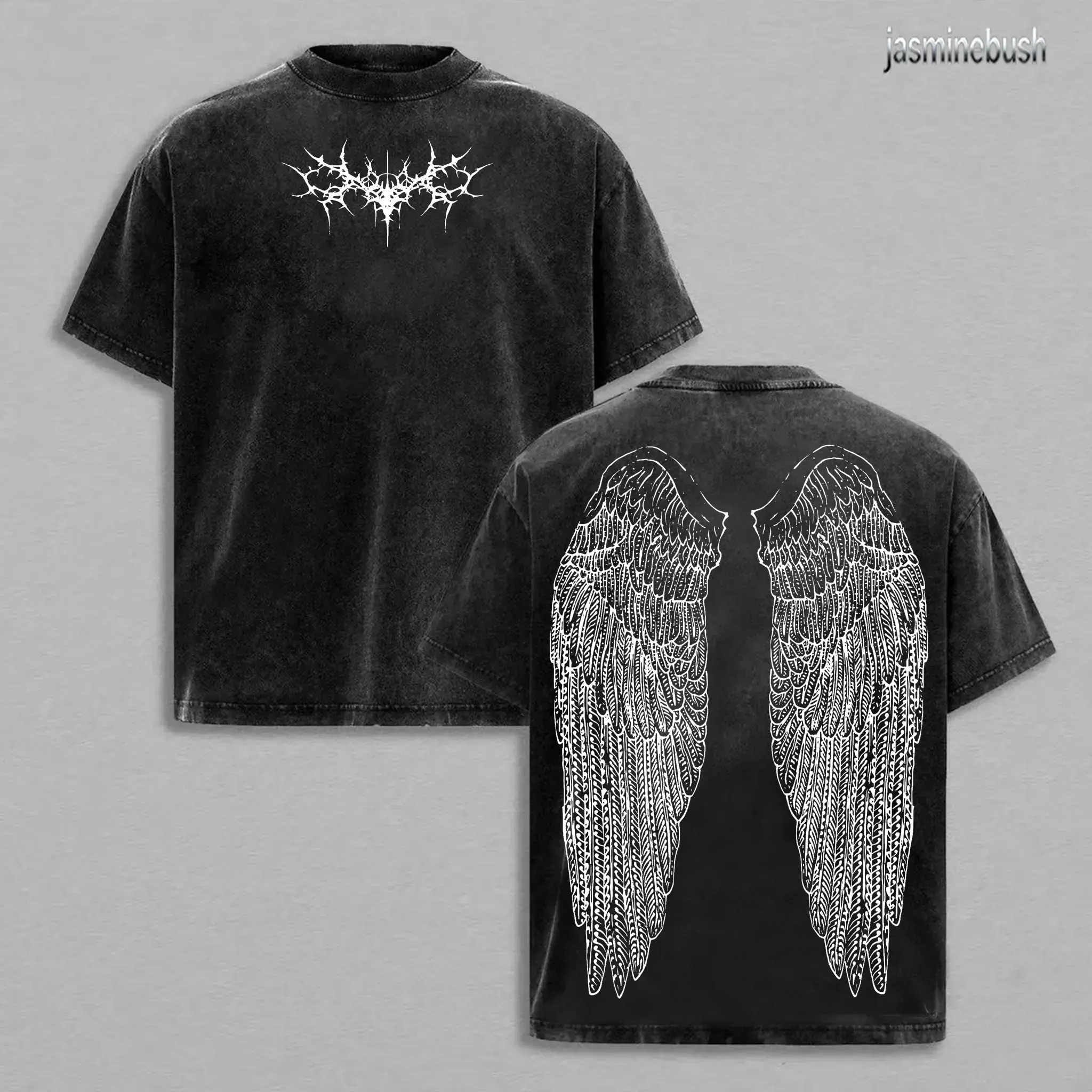 Vintage Washed Gothic Wing Oversized Graphic T Shirt Hoodie Darkwear Grunge Graphic Tee Y2K Cyber Streetwear Harajuku Anime Clothes Opium Core Alt Emo Fairy Grunge Fashion Viral Trendy Drip Mens Top Edgy Aesthetic Goth Gym Pump Bootleg Otaku Merch Gifts