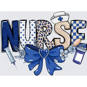 Nurse Blue Patterned And Bow