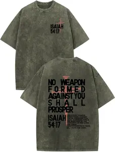 Weripoah Christian Jesus Shirts for Men Faith Religious Graphic Tees Vintage Oversized Acid Wash Tshirts God Shirt Streetwear