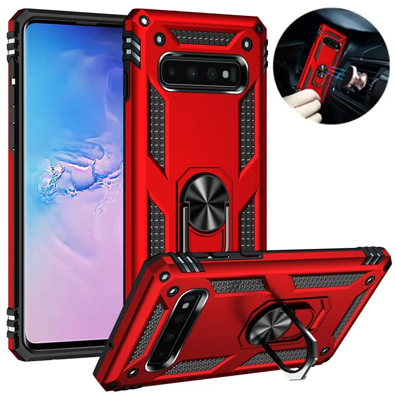 For Samsung Galaxy S8 S9 S10 Plus Case Armor Magnetic Ring Holder Kickstand Phone Case For Samsung S7 S10E Note 8 9 Back Cover, Protection, Casing