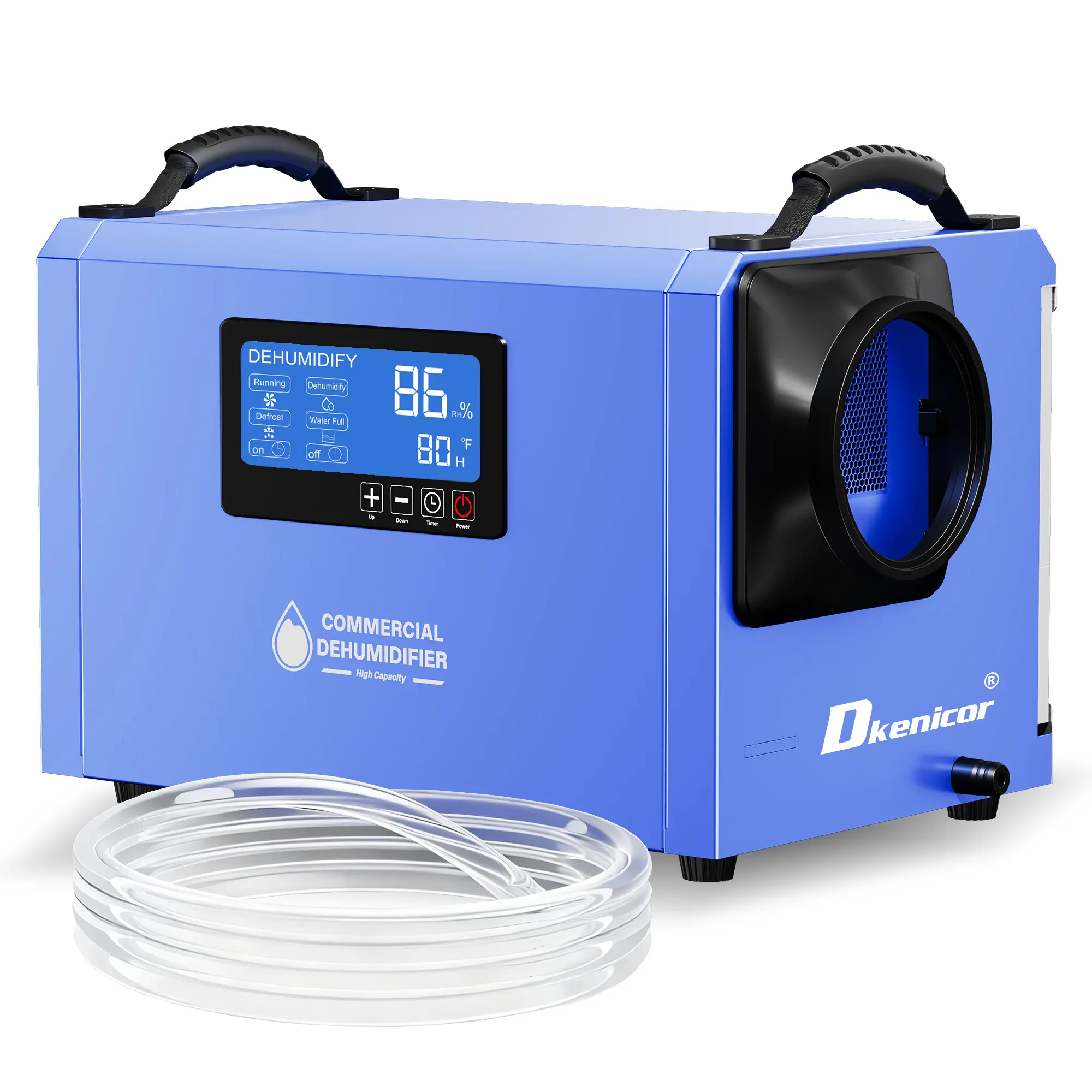Dkenicor Commercial Ceiling Ducted Dehumidifier, Free Drain Hose, Digital Temp Humidity Display, Auto Defrost Memory Restart, Hidden Mount for Basement Crawl Space Attic Grow Tent, 115V US Plug Adjustable RH, ETL Certified Low Noise Metal Moisture Remover