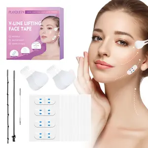 PLAYQUEEN 160PCS Face Lift Tape,Face Lift Tape Invisible for Wrinkles & Sagging Skin – Invisible Facelift Strips for Women, Waterproof & Comfortable, Natural V-Shape Lifting Support