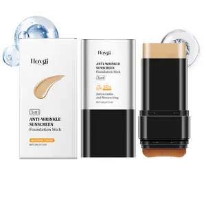 Hoygi 3-in-1 Multi-Tasking Hydrating Foundation Stick With Built-In Brush - Natural Full-Coverage Creaseless, Non-Sticky, Waterproof Contouring & Long-Lasting, Multi-Use Concealer for Women, Beginner Friendly, 0.71oz Compact Makeup Powder Foundation