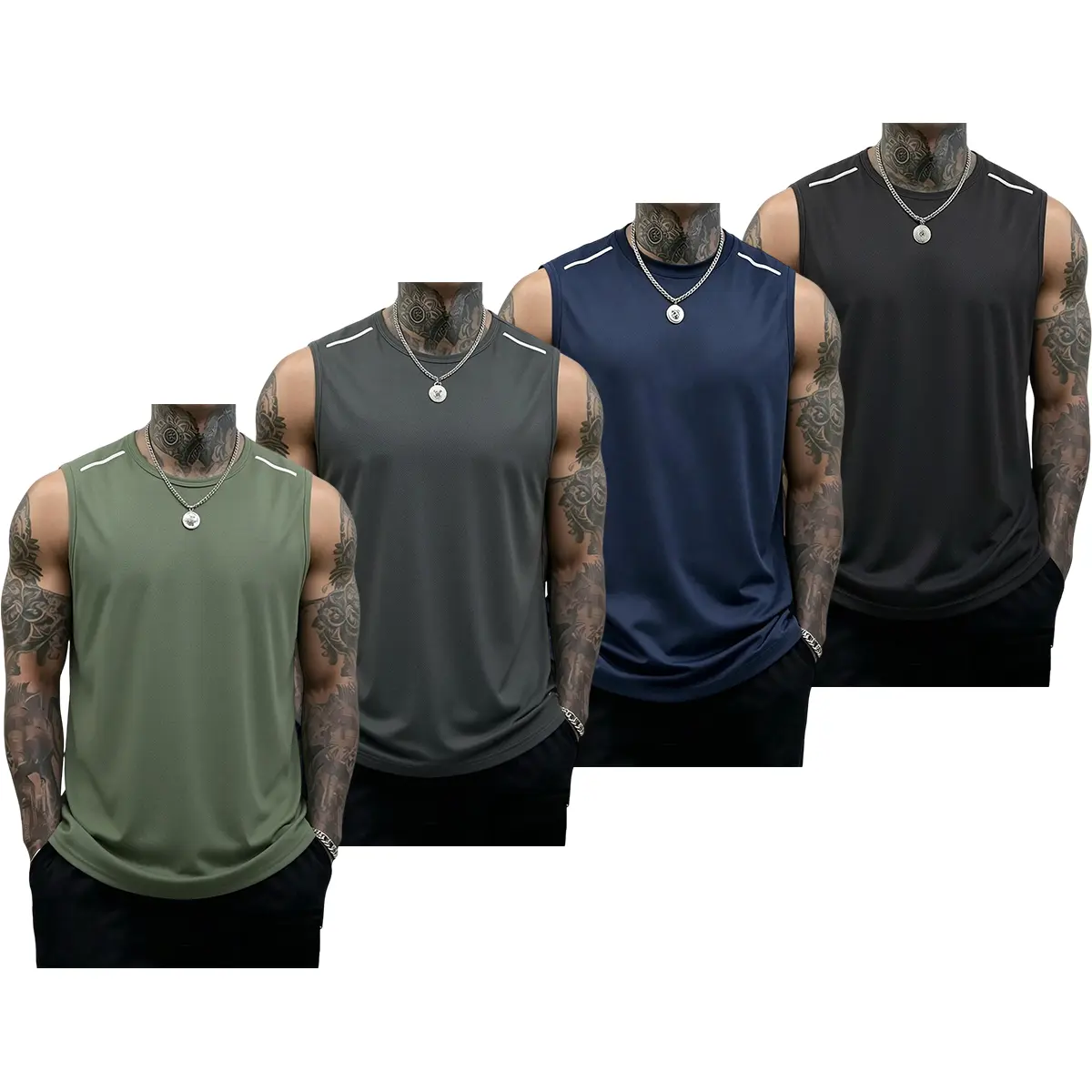 Military Green + Dark Gray + Concealment Blue + Black