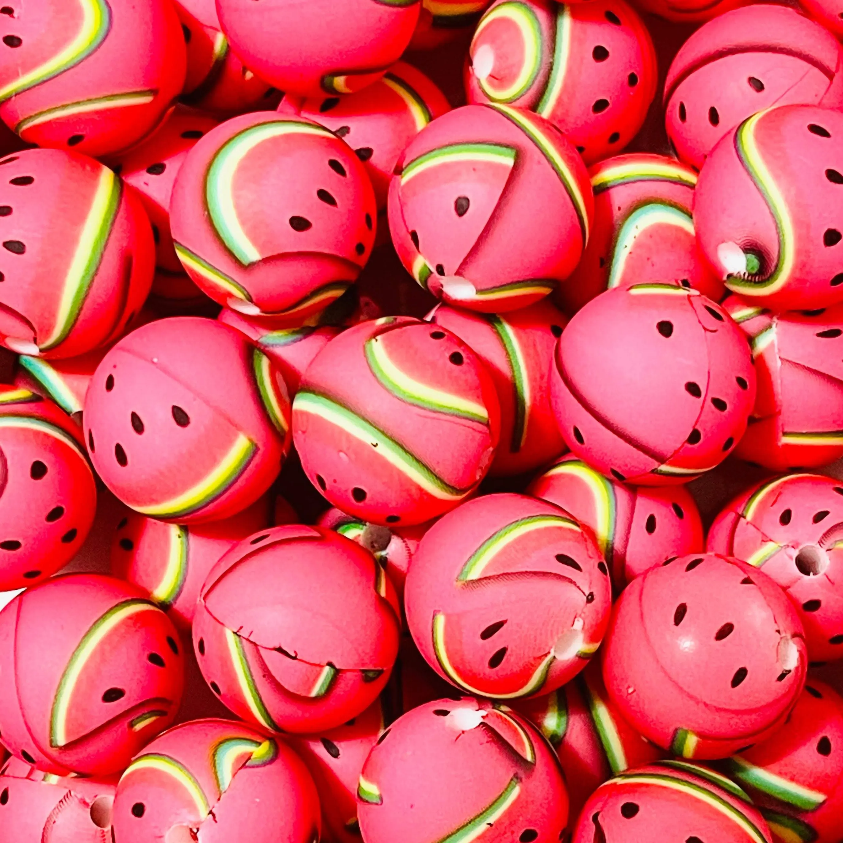 15mm Watermelon Vine Printed Silicone Beads | Colorful Bead Shop | DIY Craft Supplies