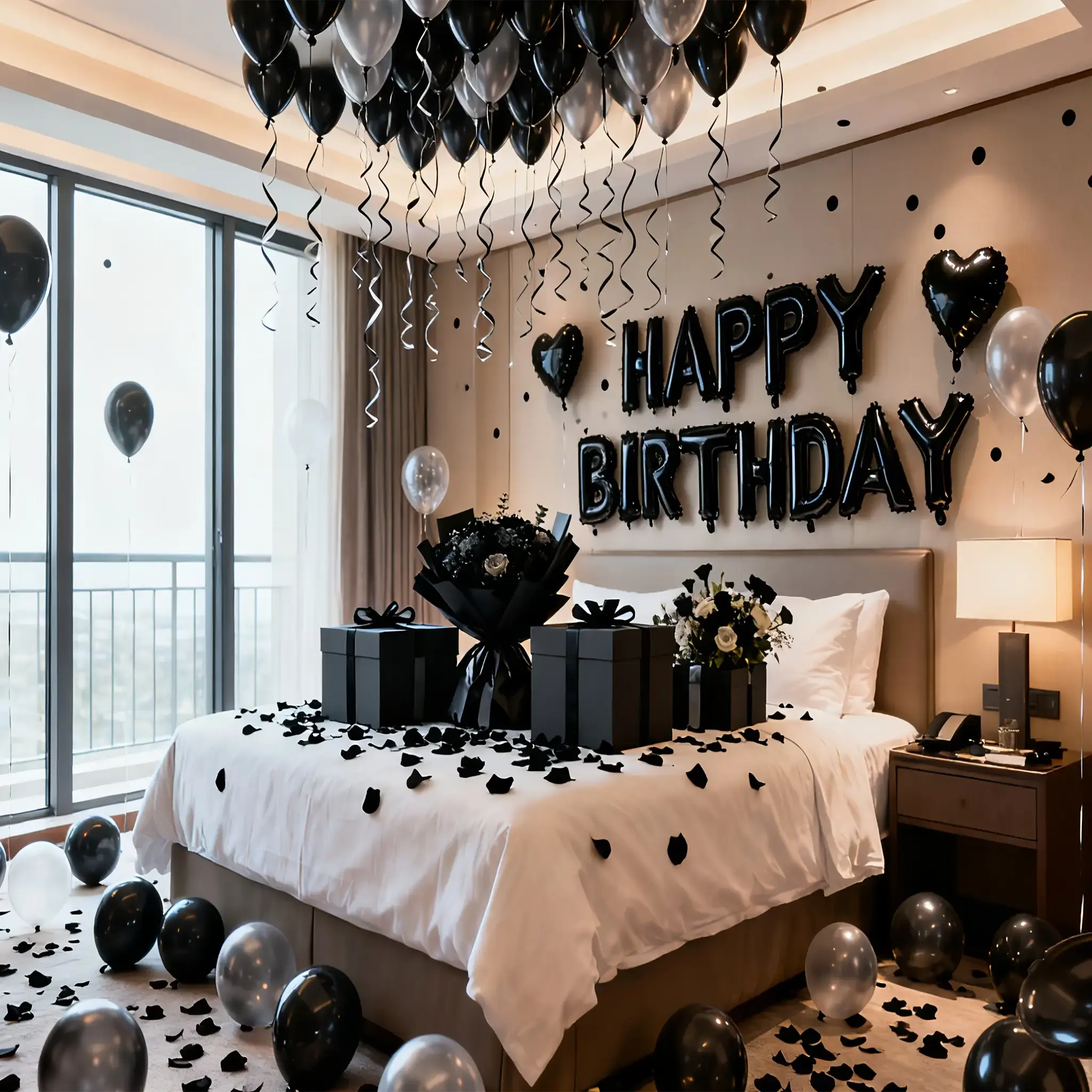 251pcs Black Birthday Happy Balloon Set 16.0inch Letter & 18.0inch Heart Foil Balloons for Birthday Themes English Letters Room Decorations Party Scene Decoration birthdayballoon love balloon Black Balloon