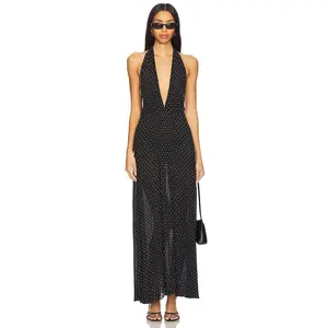 LIONESS District Maxi Dress in Onyx Polka