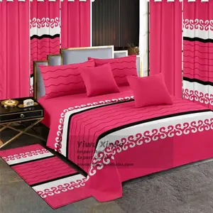 Sunflower Bedding Sets with Matching Curtains and Rugs for Cozy Home Decor Microfiber Fabric Yellow Floral Design