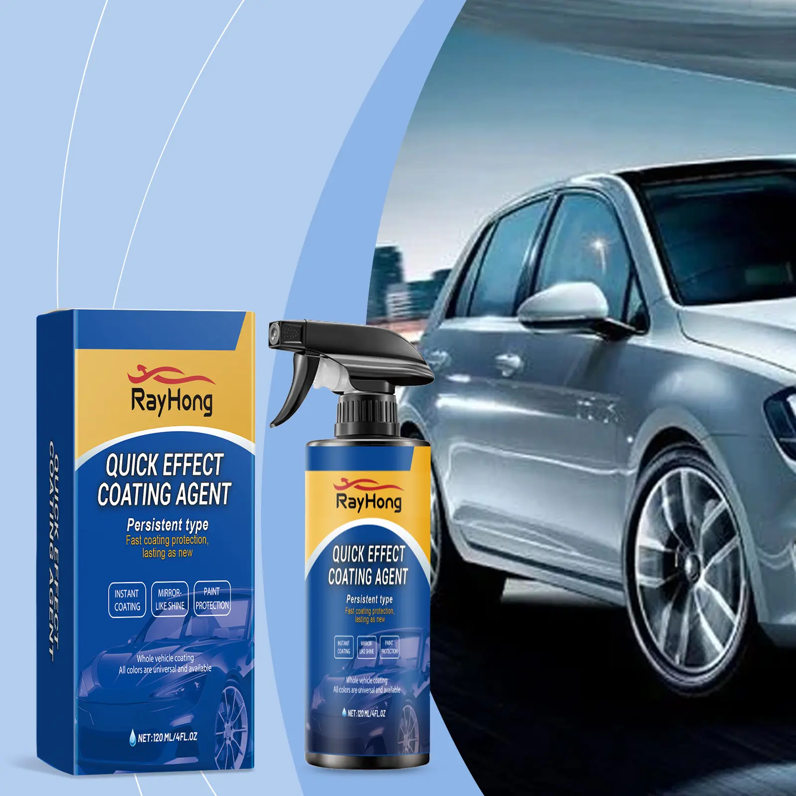 Quick Effect Car Coating Agent 120ML Spray On Protective Coating for All Vehicles Instant Gloss Hydrophobic Scratch Resistant Paint Sealant for Cars Trucks SUVs