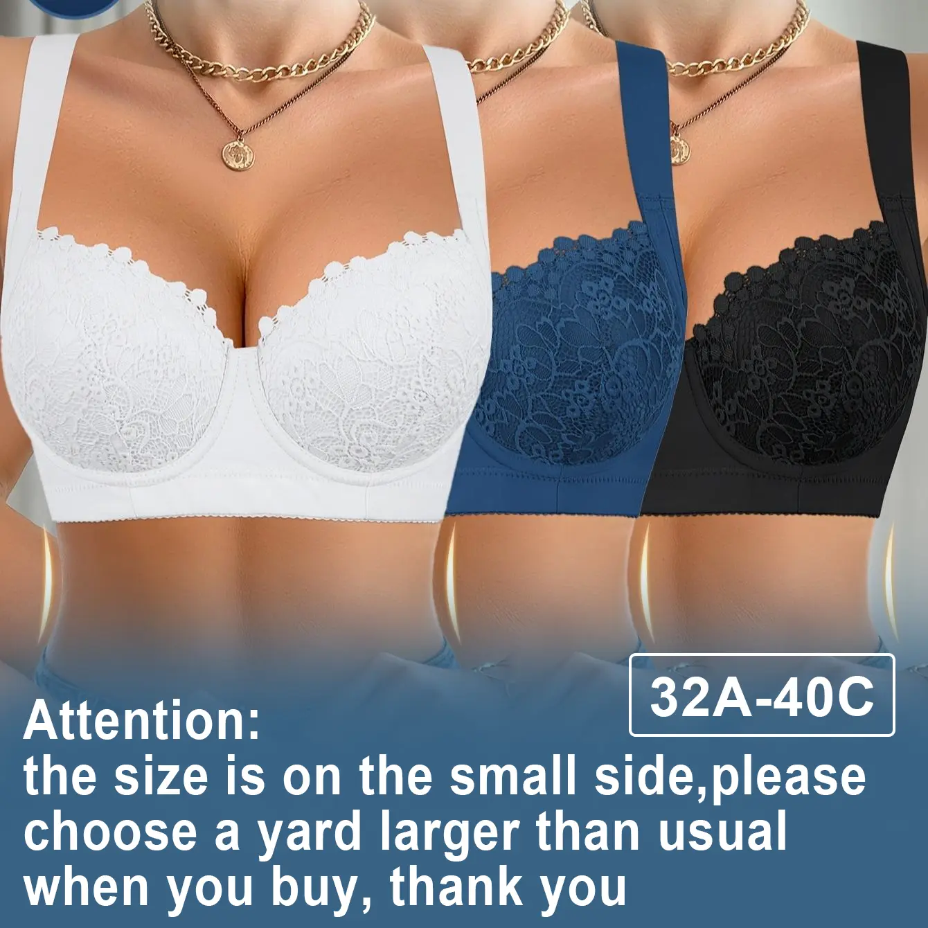 Ecomilky Women's Basic Comfort Lace Push-Up Bras for Women with Removable Straps, Multi-Pack Everyday Lingerie, Push Up Bra