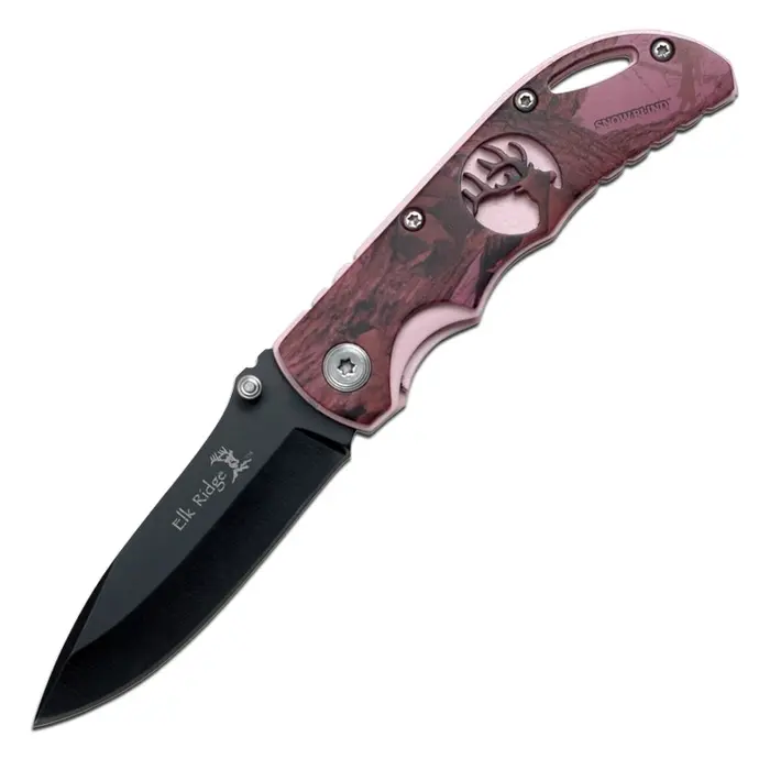 5.75” pocket knife 2.5” blade pink pocket clip camping carving whittling mini