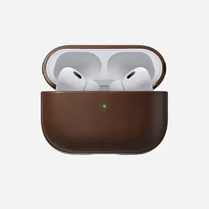 NOMAD Modern Leather Case for Airpods Pro 2nd Gen Brown Nomad Leather Protective Microfiber Lining